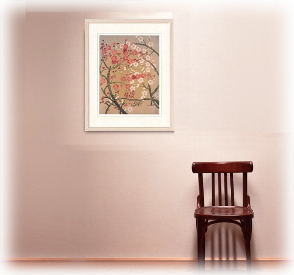 絵画 日本画 中島千波 ( なかじまちなみ ) ・紅白梅 インテリア 梅